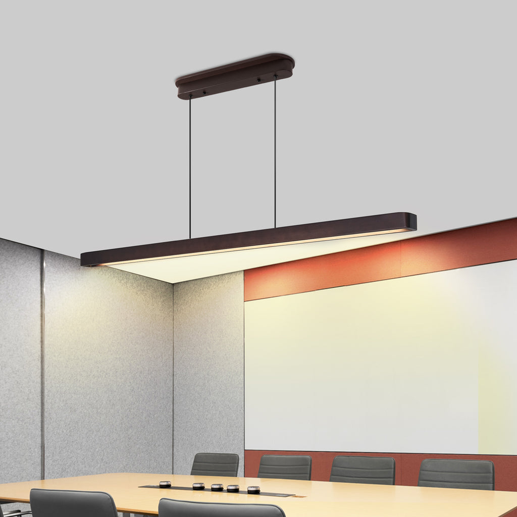 Walnut Wood LED Pendant Light, Linear 51 Inch, Dimmable