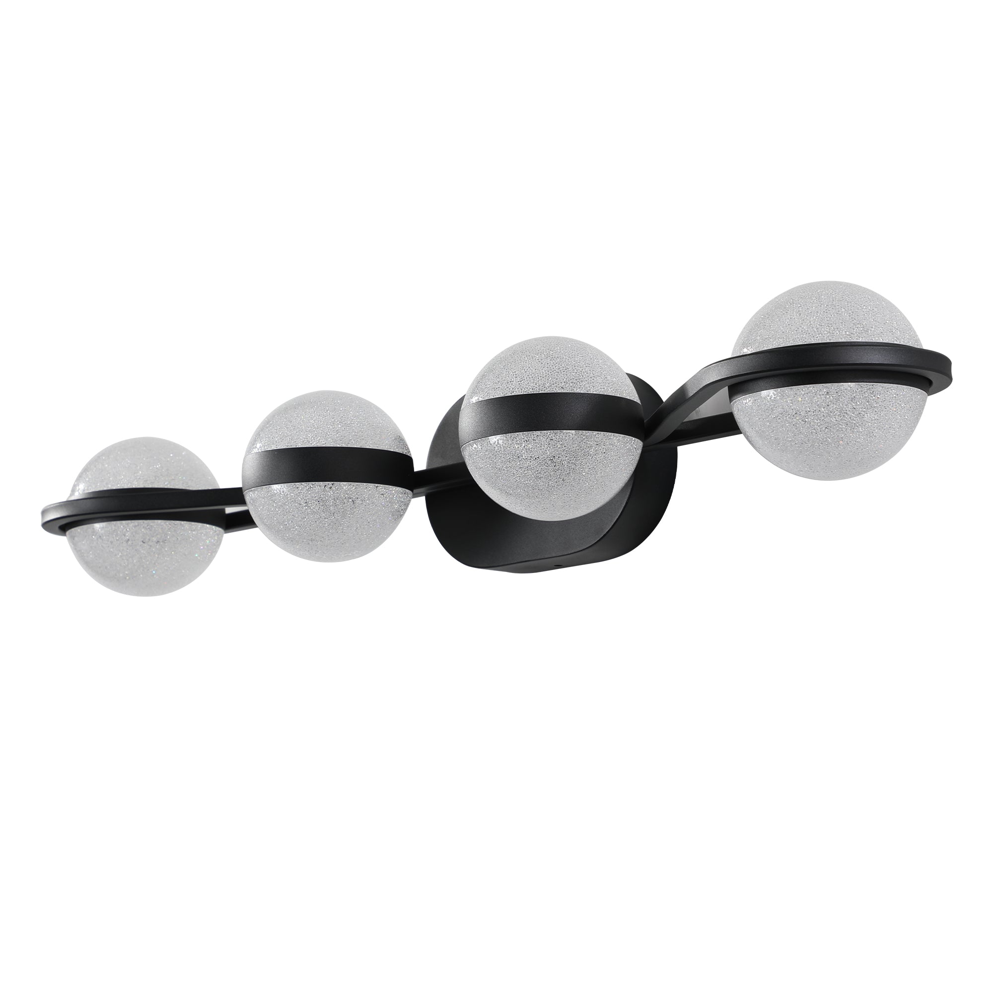 30in Black Minimalist LED Bathroom Vanity Light With Crystal Sand Acry