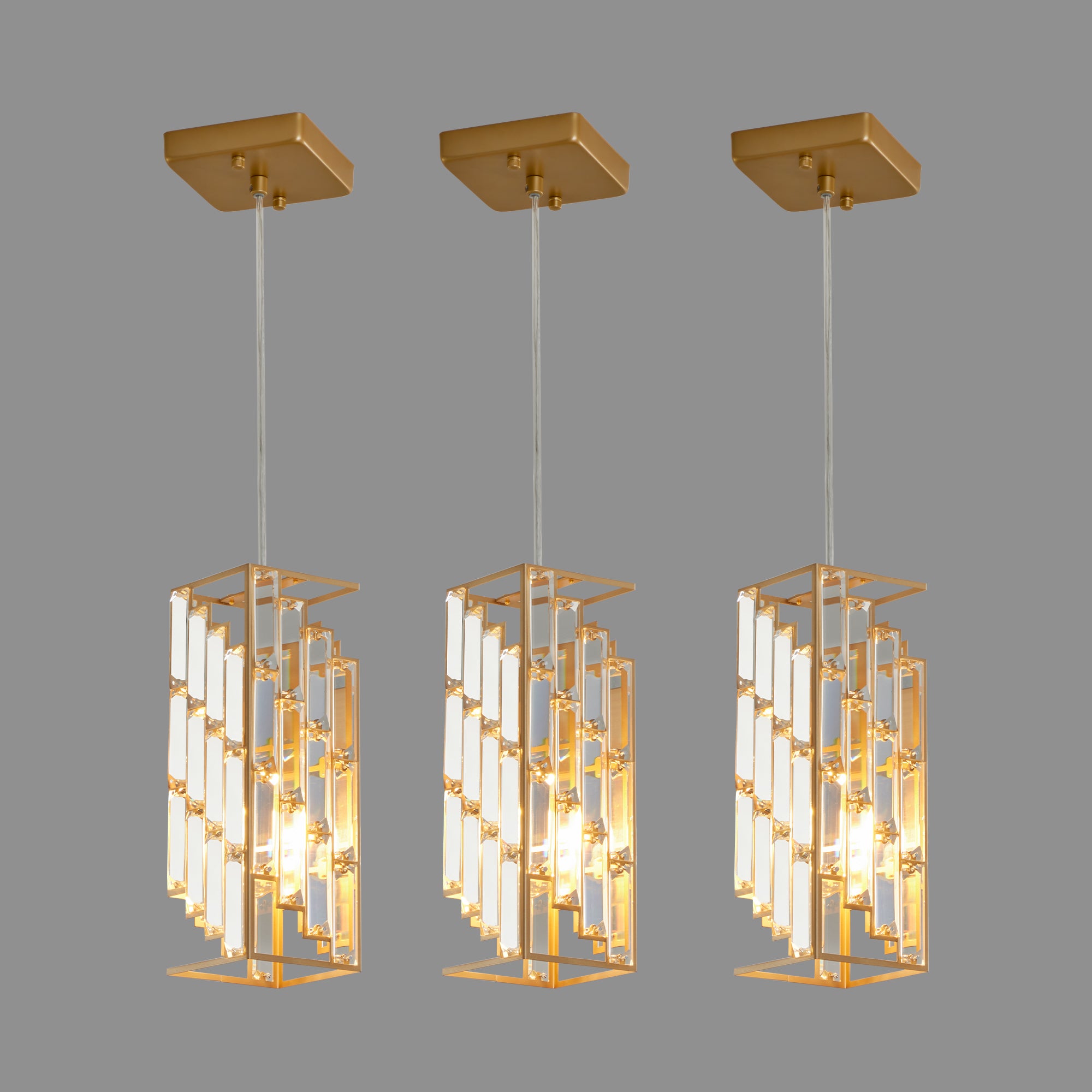 4inch Modern Crystal Pendant Light - 3 Pack