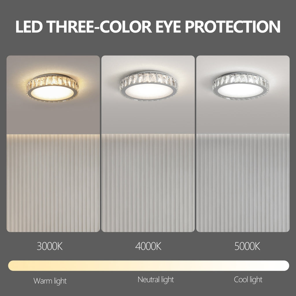 K9 Crystal LED Flush Mount Ceiling Light, 3 Color Temperatures