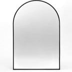 Arched wall mirror with slim black metal frame, 24 x 32 in, on a plain white background