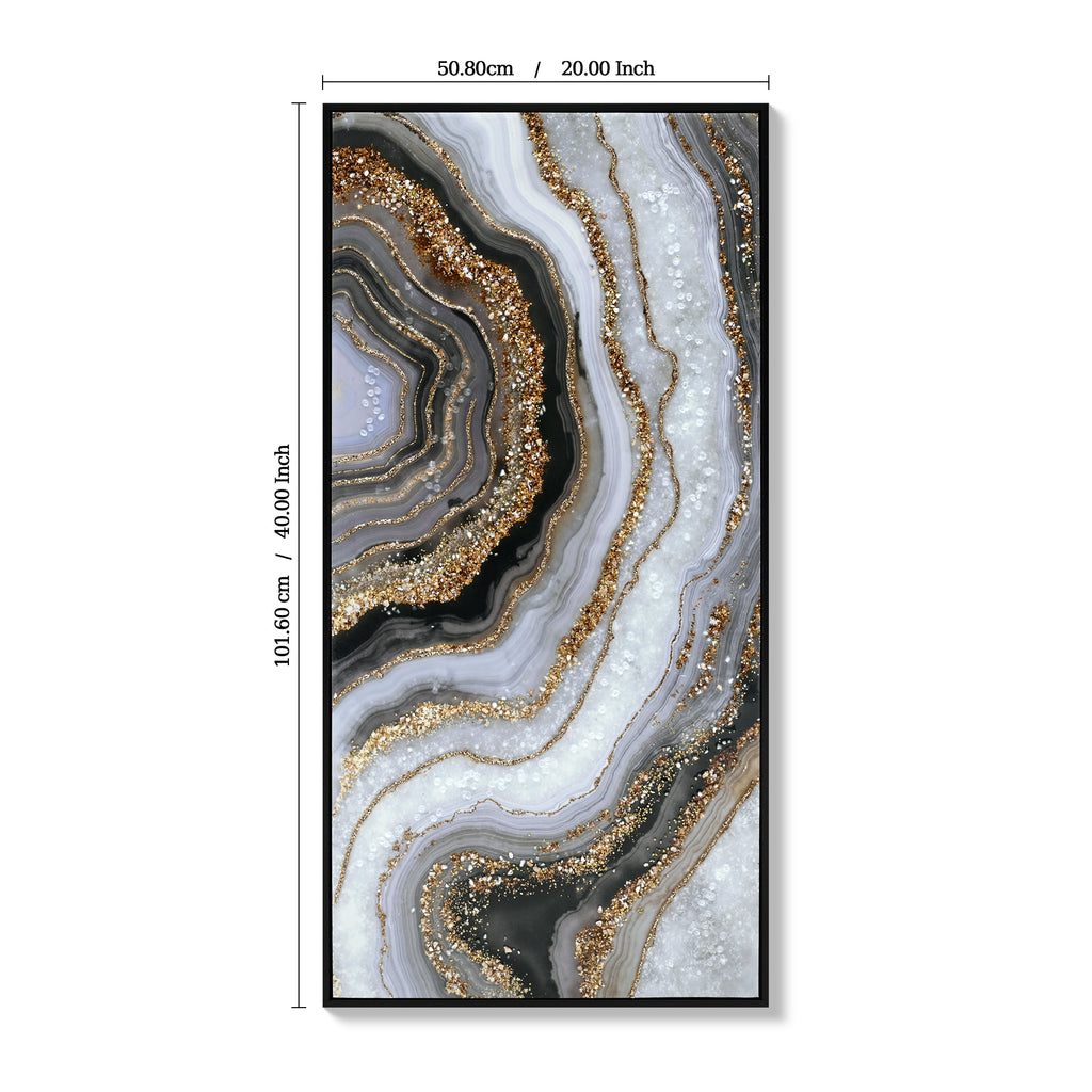 Black and Gold Abstract Glass Wall Art, Modern Small Wall Decor