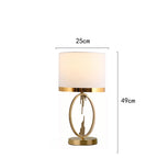 Art Deco Brass Hoop Table Lamp, White Shade with Gold Edge