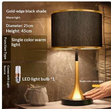 Gold Touch-Dimming Table Lamp, Coffee Fabric Shade, 18 Inch