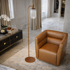Classic Modern Floor Lamp, Upward Lighting Design, Bronze & Clear Finish