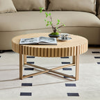 Modern Drum Coffee Table, Natural Ash, 31.5 in Round