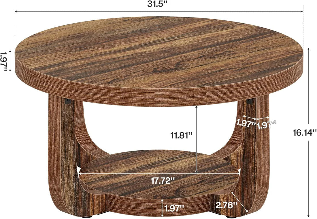 Two-Tier Round Center Table, Curved Modern Silhouette