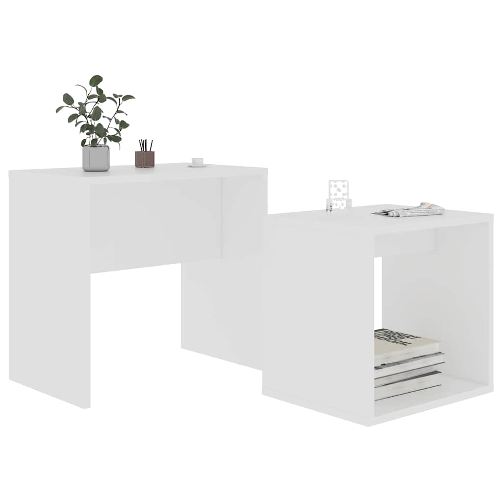 Nesting Coffee Table Set of 2, White Finish
