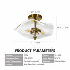 Glass Globe Semi Flush Mount Ceiling Light Fixture, 16.5 Inch