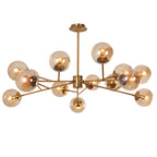 15- or 18-Light Brass-Finish Glass Chandelier, 50 in Wide