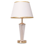 Textured Glass Table Lamp with Lit Base, Gold Trim Shade