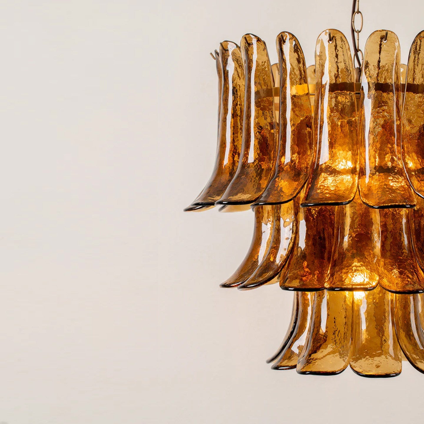 Three-Tier Iron & Glass Chandelier, Electroplated Finish