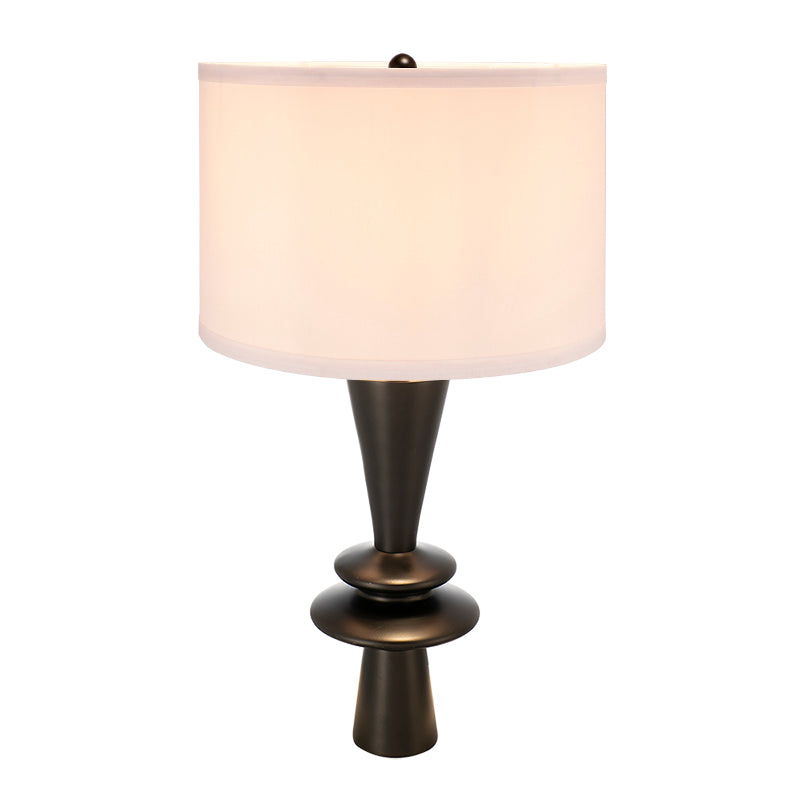 D15x26.7 Black Aluminum Table Lamp With Two Varying Round Accents And
