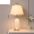 Textured Glass Table Lamp with Lit Base, Gold Trim Shade