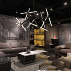 Modern Black Iron Branch Chandelier, 6 to 18 Lights