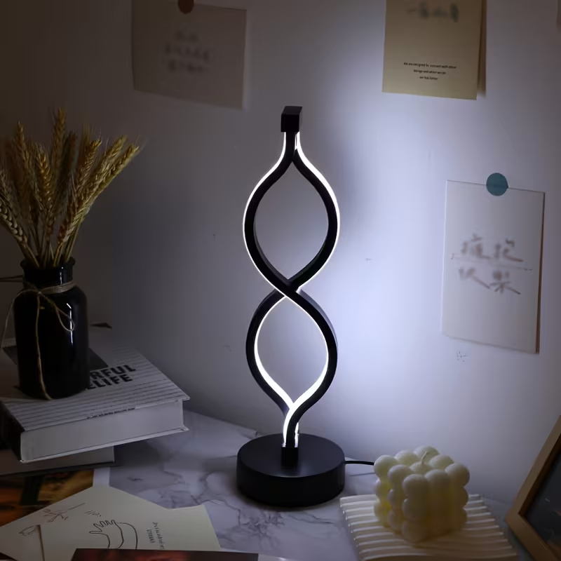 Modern Wave-Shaped USB Desk Lamp with 3-Color Dimmable LED Lighting — detail view 3