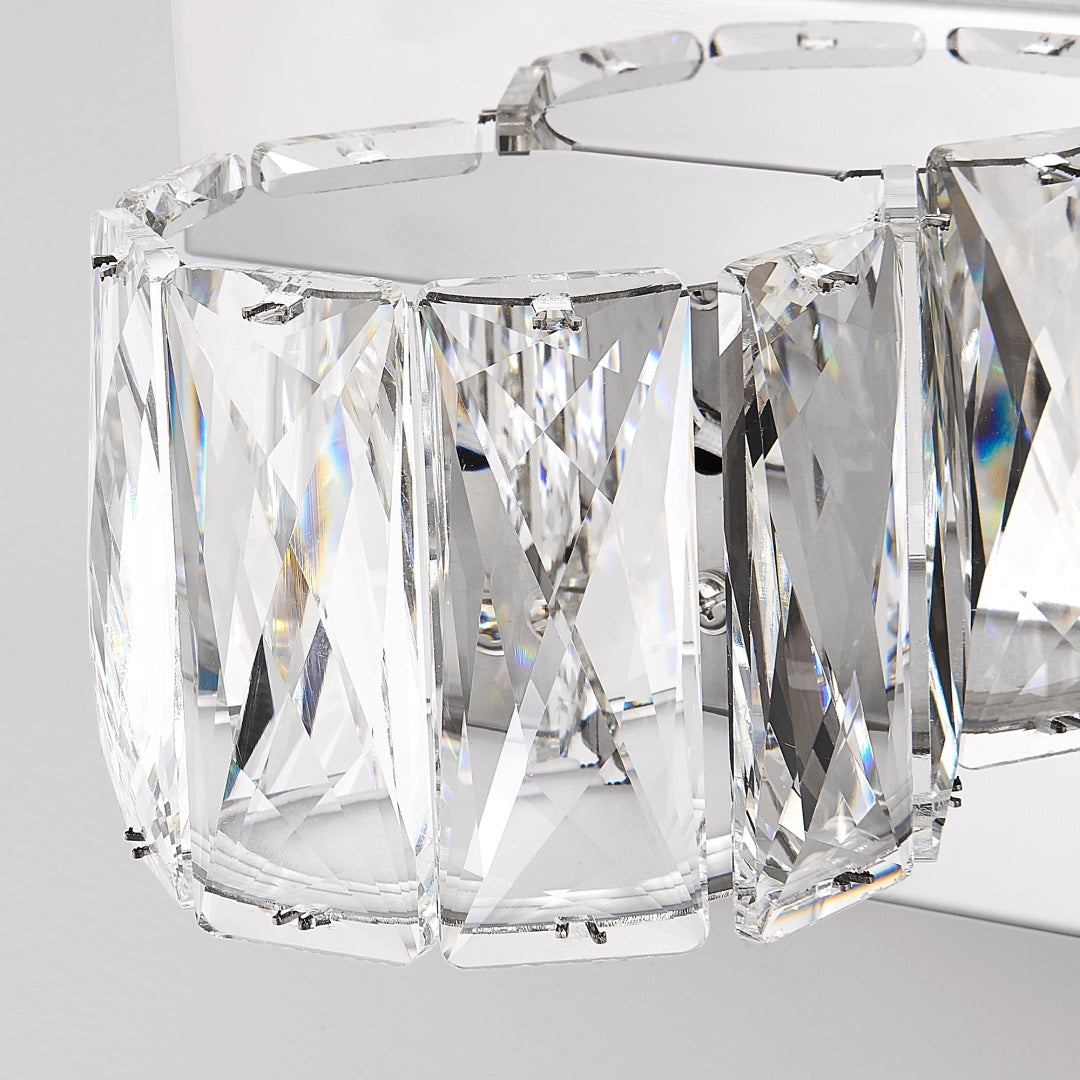Modern Crystal 5-Light LED Vanity Light Bar, Chrome Finish, 35 in. for Bathroom — detail view 2