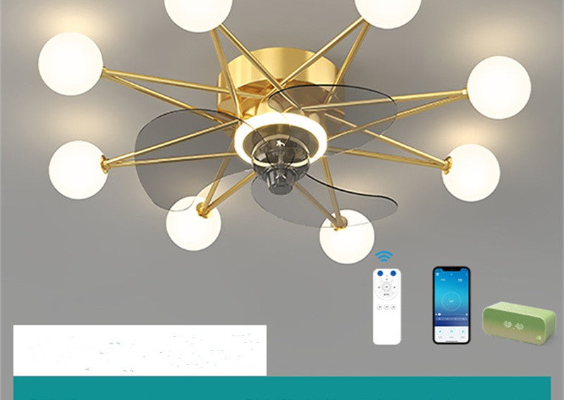 Starry Globe Ceiling Fan with LED Light, Milky White or Star Shades