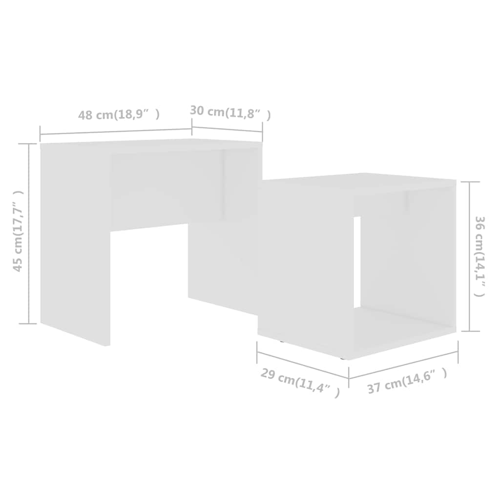 Nesting Coffee Table Set of 2, White Finish