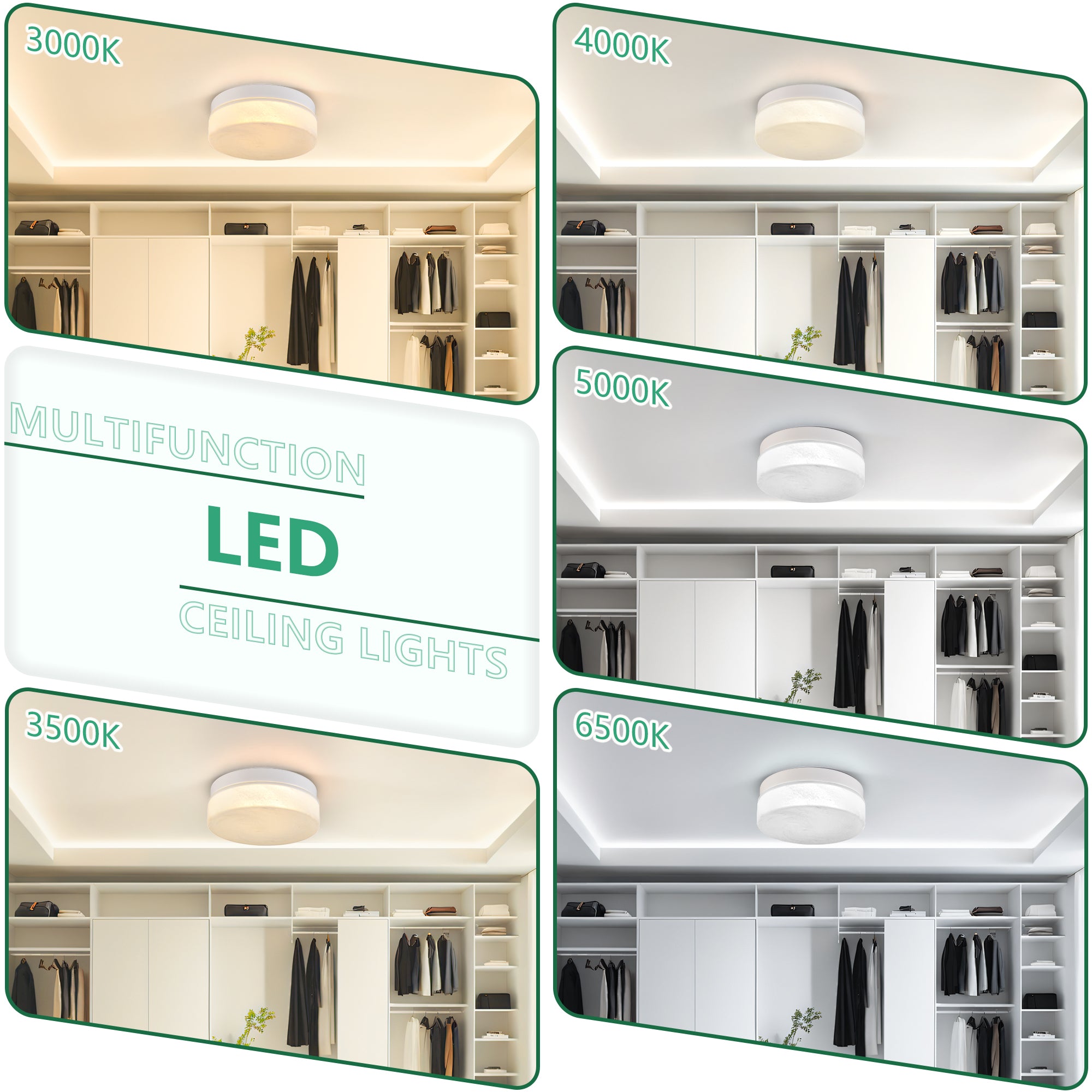 Gold Slim LED Flush Mount Ceiling Light, 12 in. Low-Profile Fixture