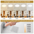 Adjustable Color Temperature LED Flush Mount Ceiling Light, 12 in., 2880 Lumens, Set of 6