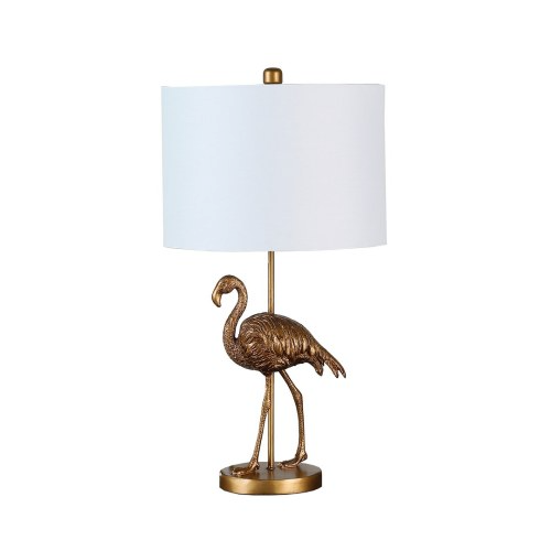 Gold Flamingo Table Lamp, Resin Sculptural Accent, 26 Inch