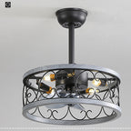 Nordic Minimalist Ceiling Fan with Light, Metal Blades, 45 in