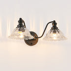 20 Inch 2-Light Vintage Bathroom Wall Sconce -- Elegant Black Metal An
