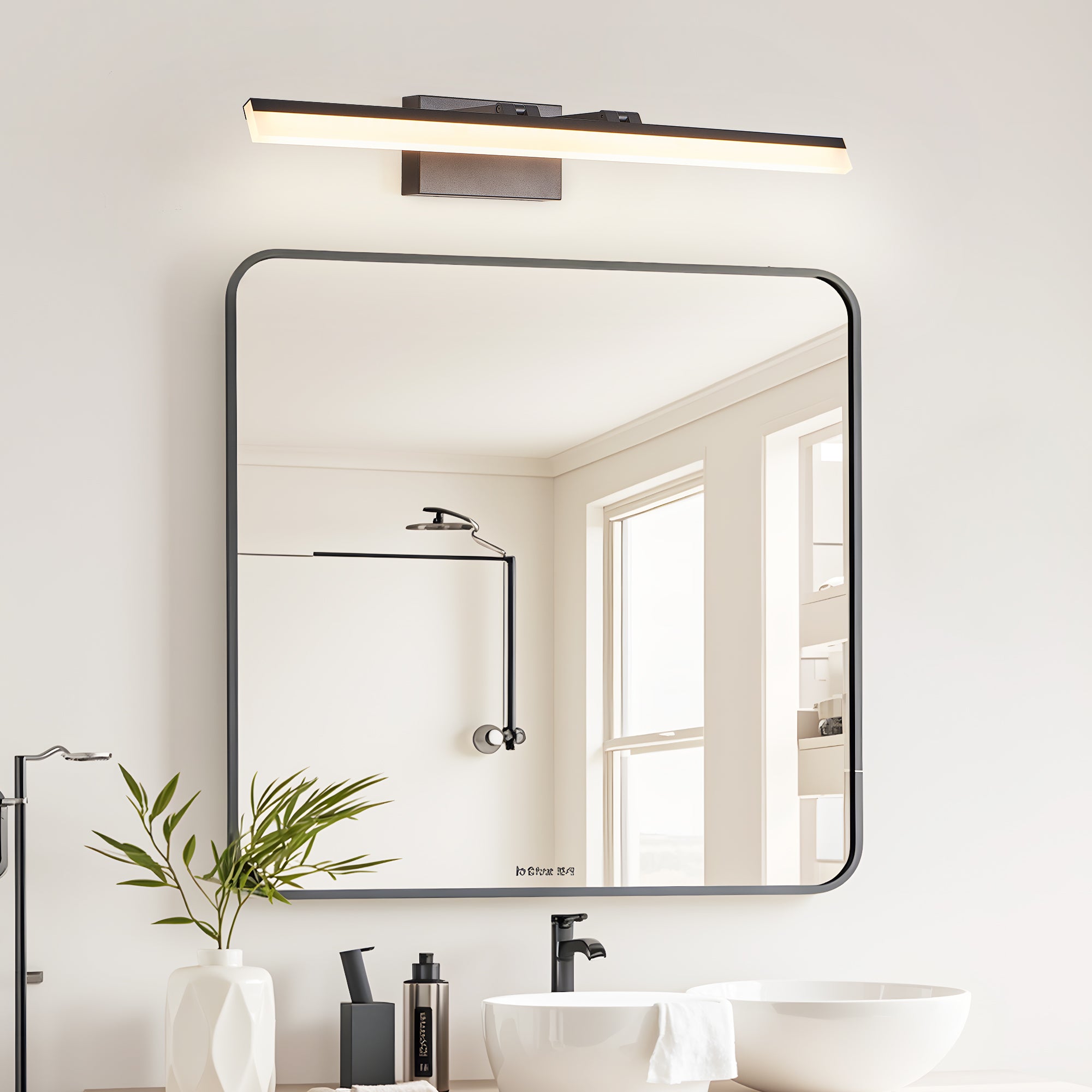 32 Inch Modern LED Bathroom Vanity Light - Sleek Black Metal Wall Ligh