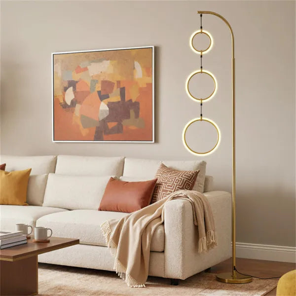 Modern 3-Circle LED Floor Lamp, Dimmable, 3 Color Temperatures