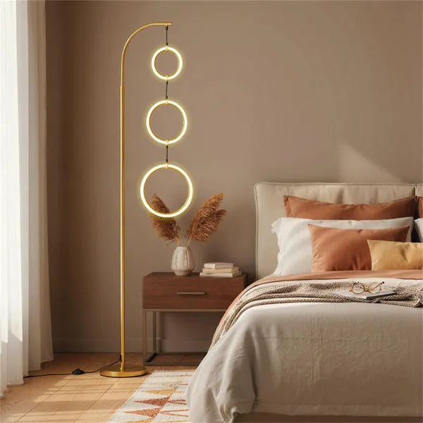 Modern 3-Circle LED Floor Lamp, Dimmable, 3 Color Temperatures