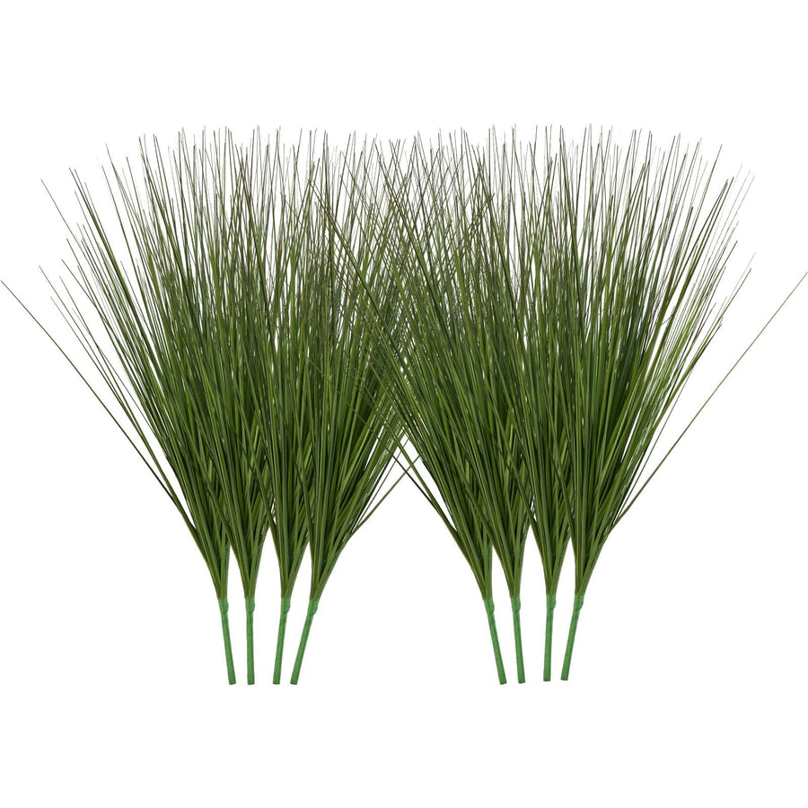 Artificial Onion Grass Plant, 27 in. Faux Greenery Stems, Green, Set of 8, for Table