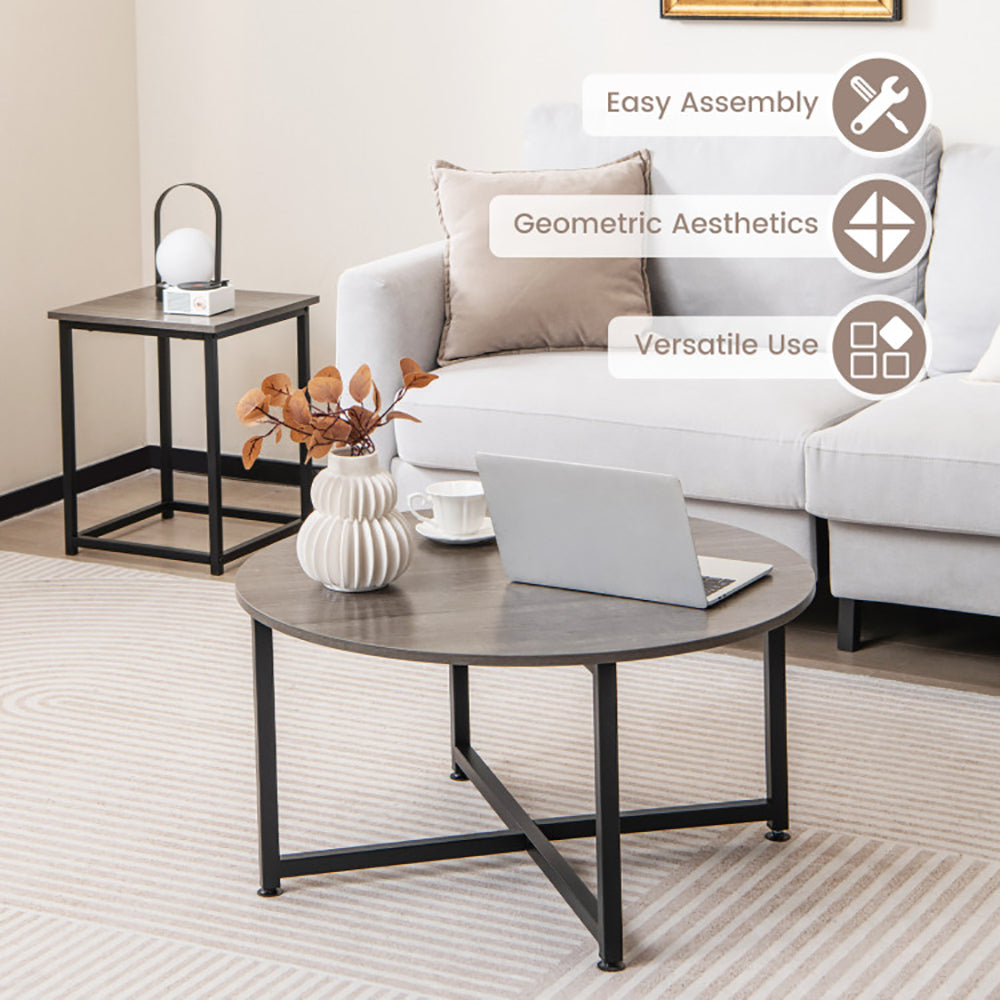 3-Piece Coffee and End Table Set, Round and Square
