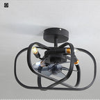 Nordic Minimalist Ceiling Fan with Light, Metal Blades, 45 in