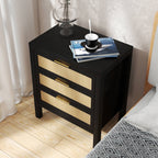 Three-Drawer Bedside Chest, Matte Black