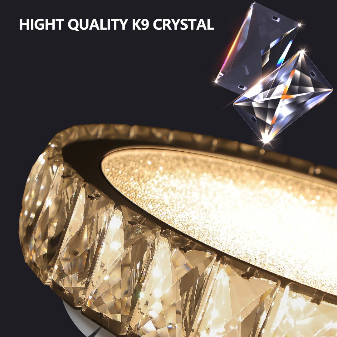 K9 Crystal LED Flush Mount Ceiling Light, 3 Color Temperatures