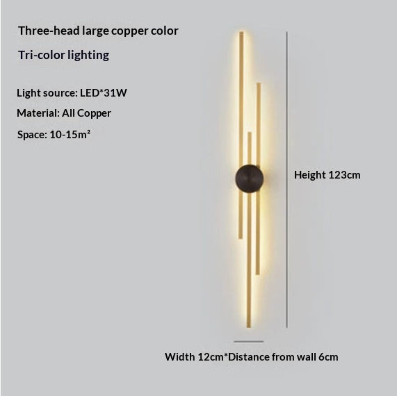 Full Copper Linear Wall Sconce, 25 to 48 in Lengths