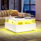 Modern LED Coffee Table with Sliding-Drawer Storage