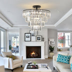 Black K9 Crystal Chandelier, Elegant Ceiling Light Fixture, 20 in.