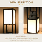 Modern Square Column Shelf Floor Lamp, Dual Ambient Light, Black Finish