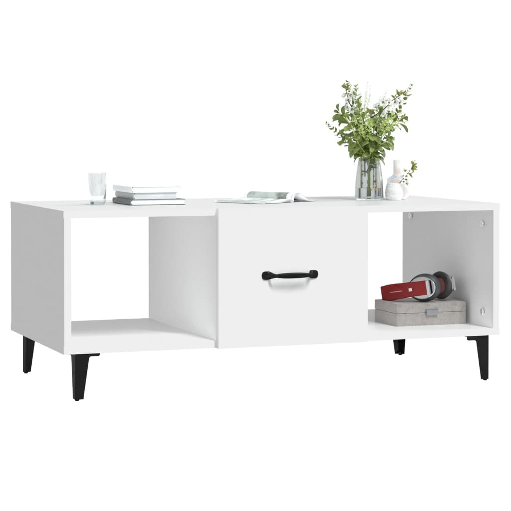 Modern White Coffee Table, 40 in