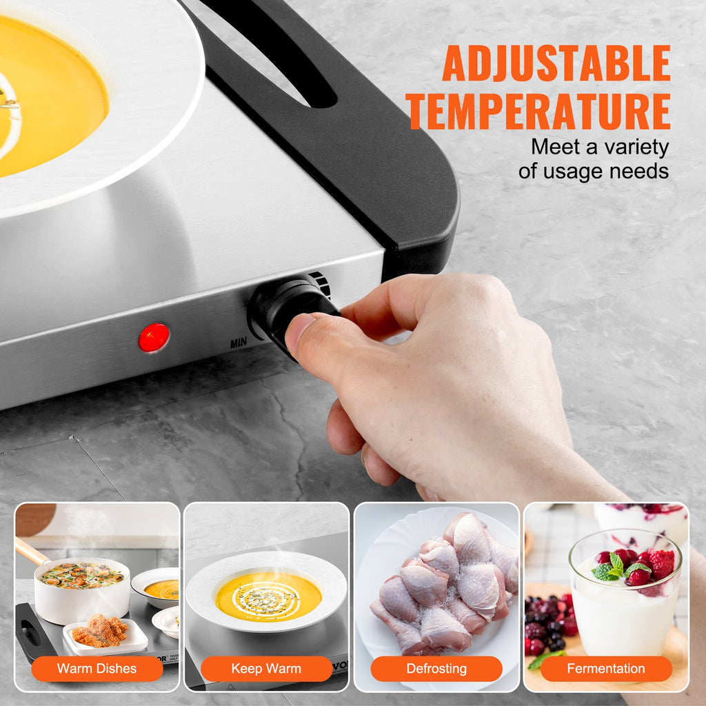 VEVOR Electric Warming Tray Buffet Food Warming Temp Control Stainless