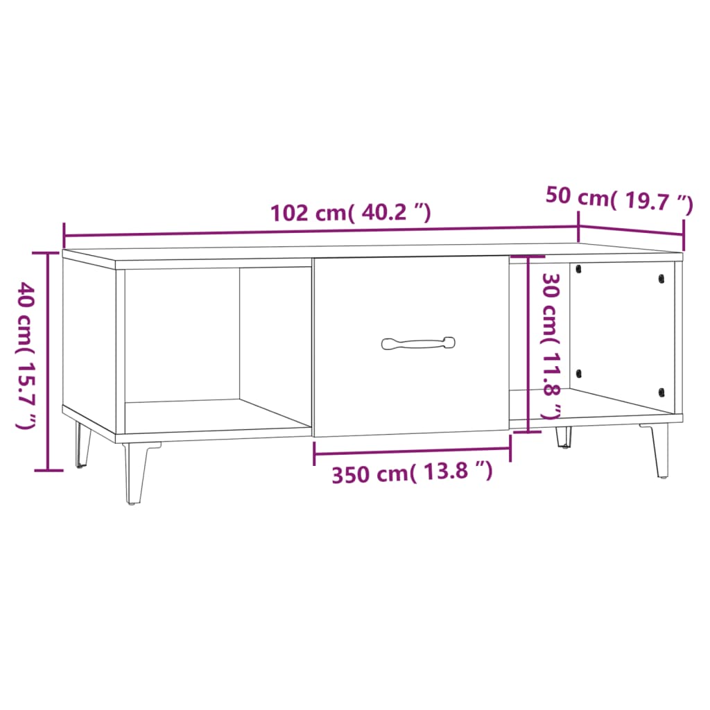 Modern White Coffee Table, 40 in