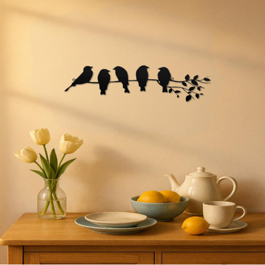 Metal Bird Branch Wall Hook Rack, Animal-Shaped Towel Holder, Black, for Bathroom — detail view