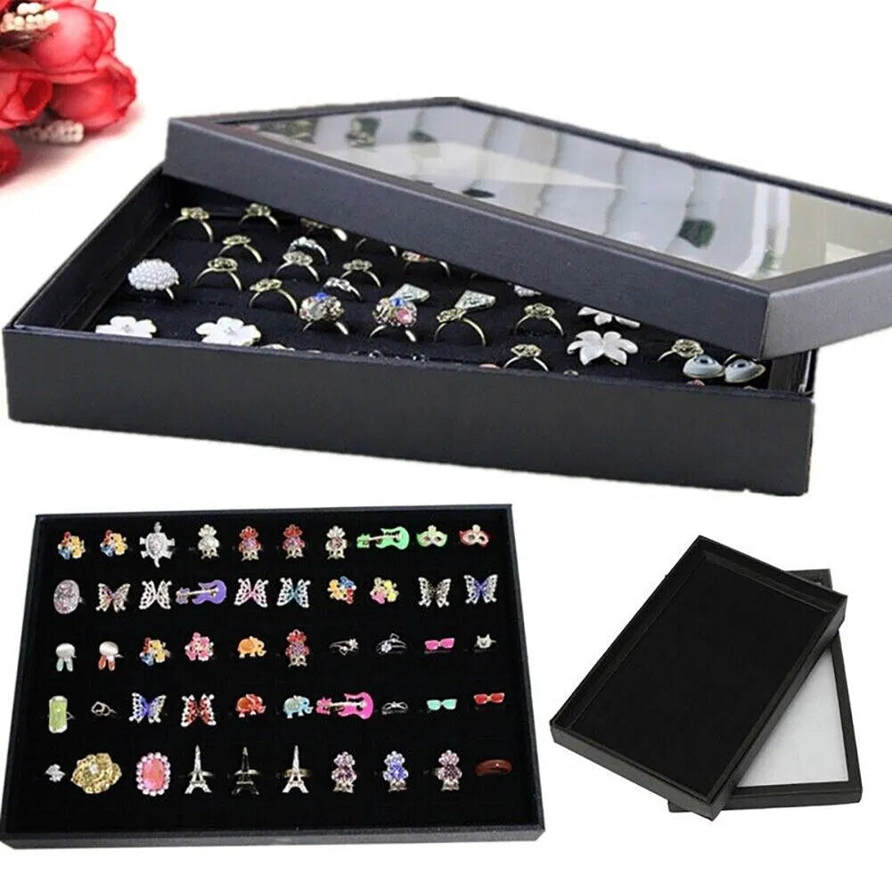 Slots Jewelry Ring Display Organizer Tray Holder Earrings Storage Box