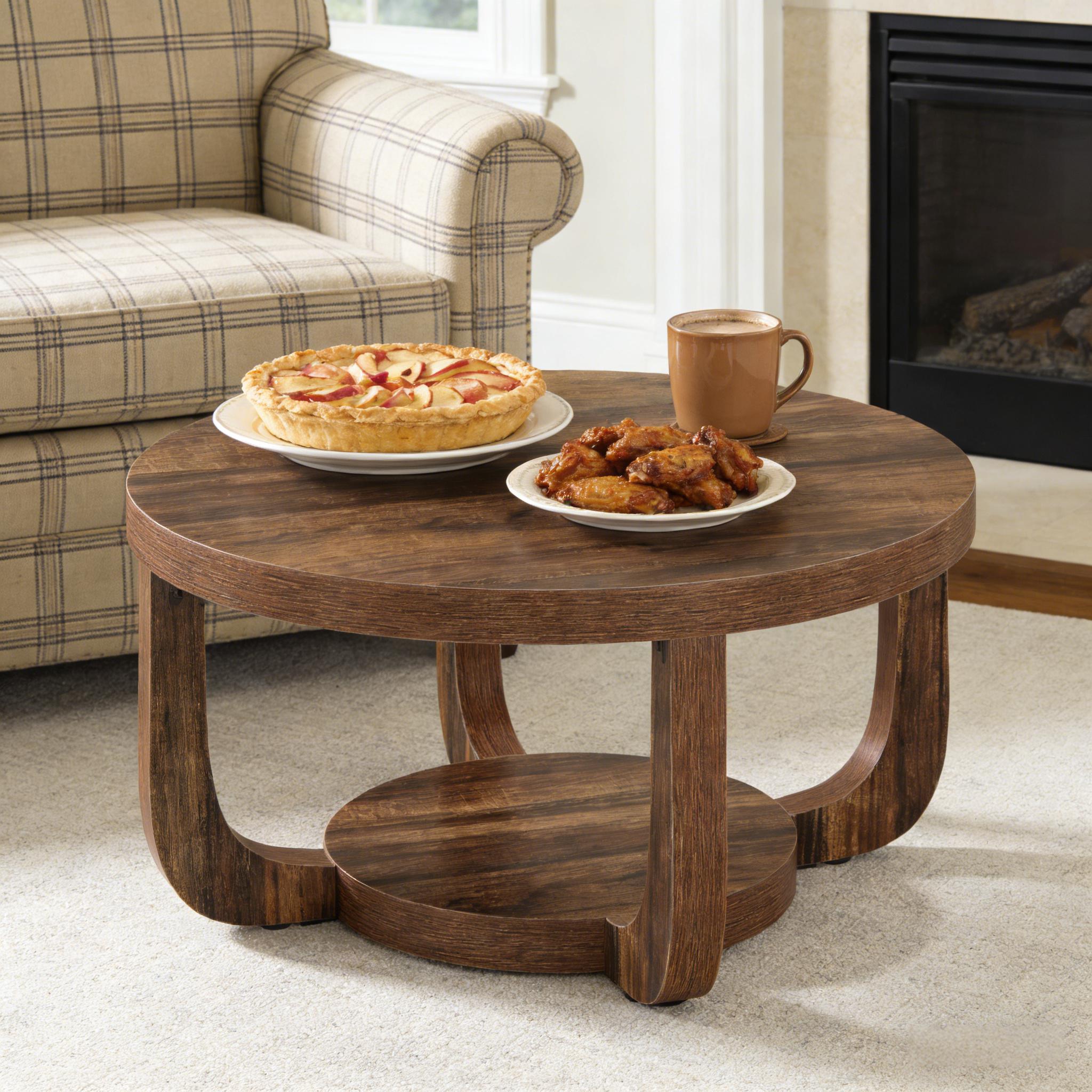 Two-Tier Round Center Table, Curved Modern Silhouette