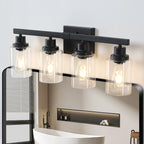 24 Modern Black 4-Light Bathroom Vanity Light Fixture