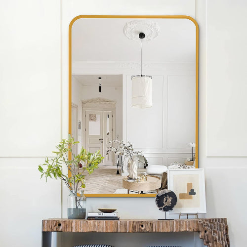 Rectangular Metal Frame Bathroom Wall Mirror, Slim Border, Silver or Gold, 22 x 30 in. — detail view 3