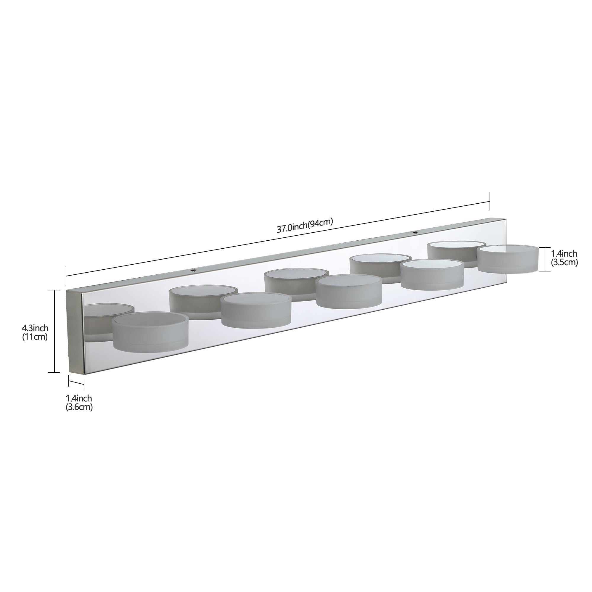 37 Modern 5-Light LED Vanity Light Fixture - Chrome Finish With Acryli