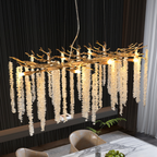 Cascading Crystal Pendant Light, 39 In. Gold Iron Frame